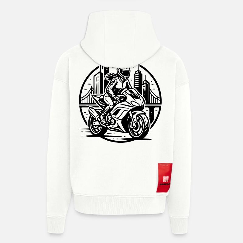 Biker, der auf ein Abenteuer geht - Zip Hoodie - made by SPREAD - OFF WHITE