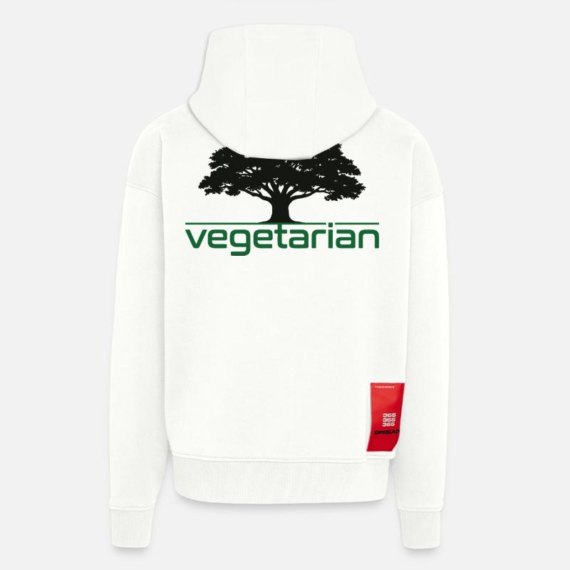 Chêne végétarien – Design nature et durabilité - Veste à capuche bio épaisse oversize fabriqué en UE - OFF WHITE