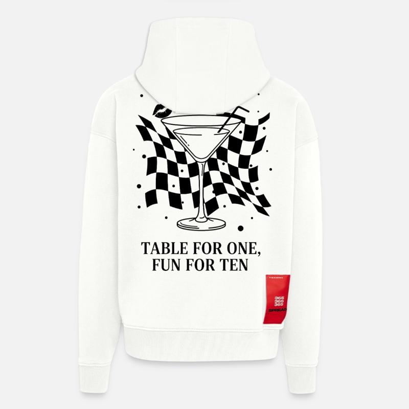 Table For One Martini Party - Veste à capuche bio épaisse oversize fabriqué en UE - OFF WHITE