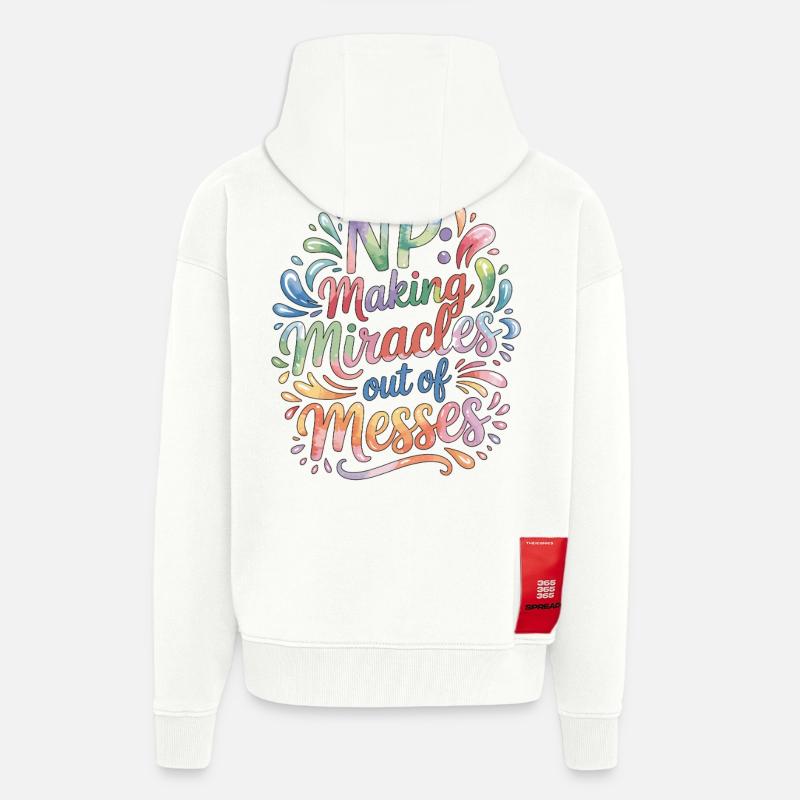 Nurse Practitioner NP Making Miracles Nursing - Zip Hoodie - made by SPREAD - OFF WHITE