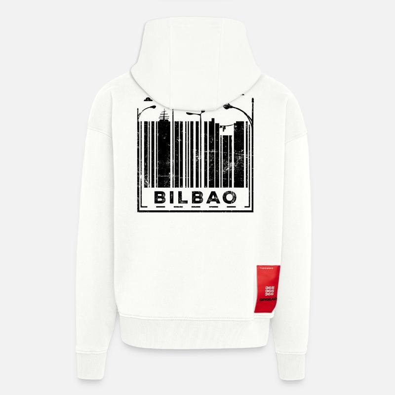 Code-barres de Bilbao - Veste à capuche bio épaisse oversize fabriqué en UE - OFF WHITE