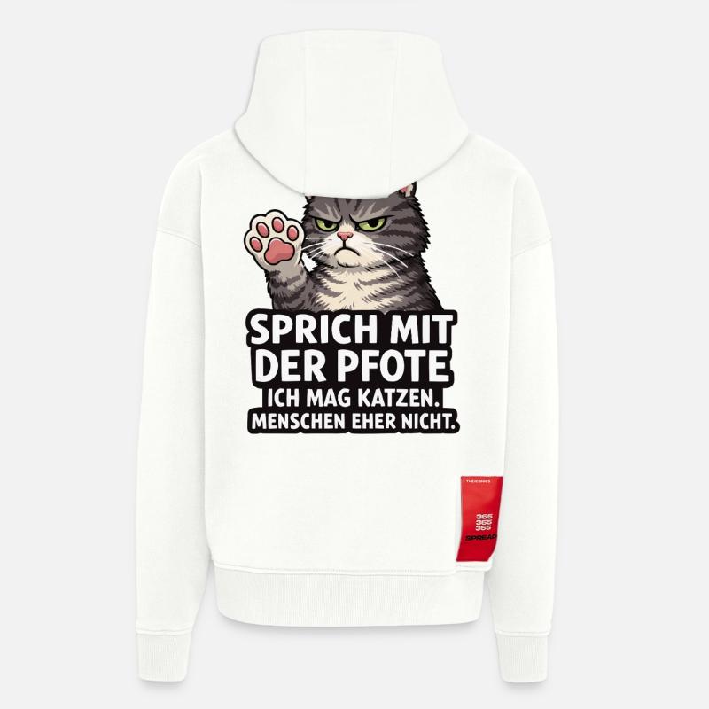 Sprich mit der Pfote – Grumpy Katze - Zip Hoodie - made by SPREAD - OFF WHITE