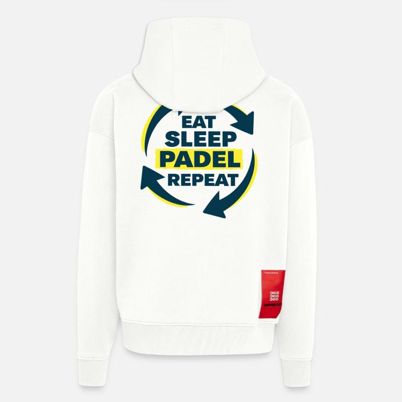 Déclaration d’athlète récurrent Eat Sleep Padel - Veste à capuche bio épaisse oversize fabriqué en UE - OFF WHITE