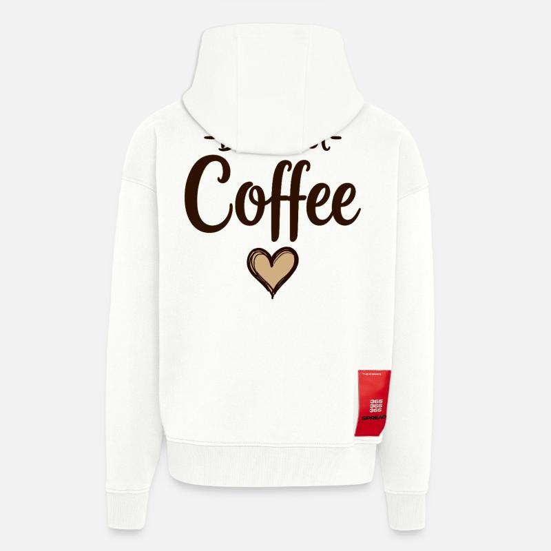But First Coffee Kaffee Liebhaber Statement - Zip Hoodie - made by SPREAD - OFF WHITE
