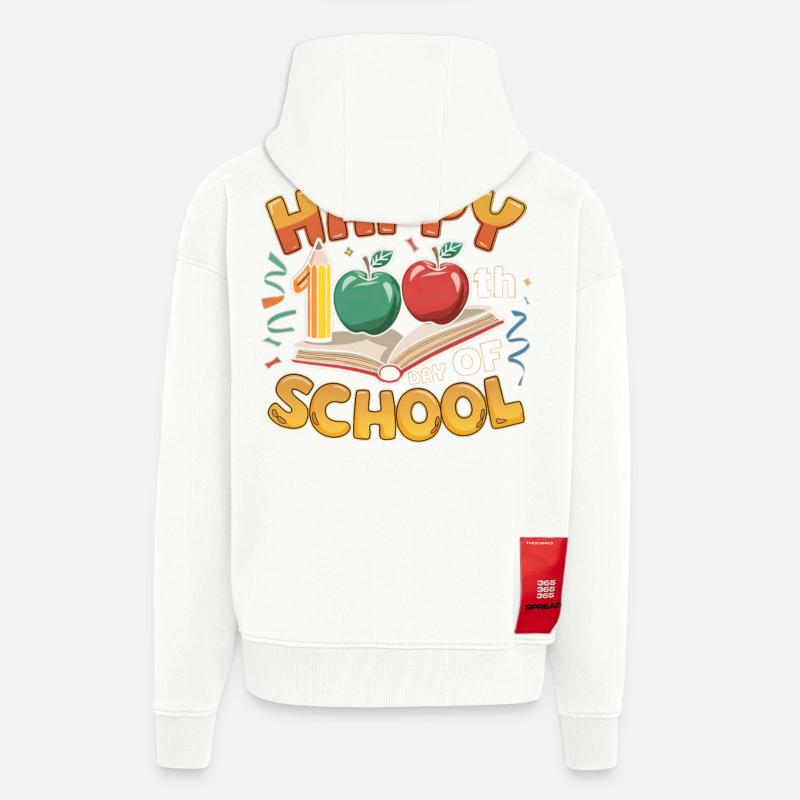 Conception du centième anniversaire de l’école - Veste à capuche bio épaisse oversize fabriqué en UE - OFF WHITE