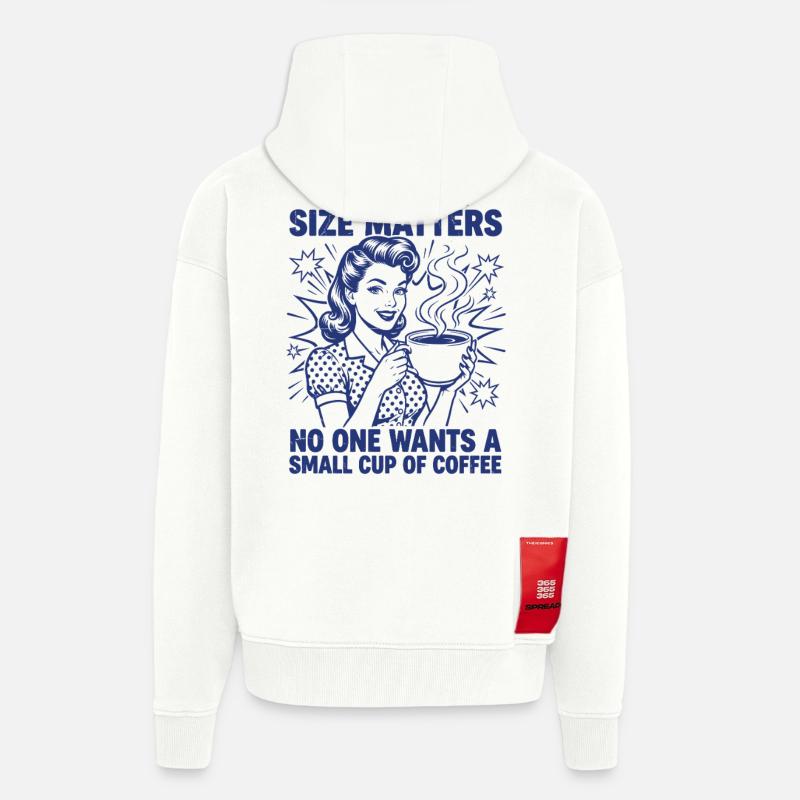 Kaffee Größe Matters Retro Statement - Zip Hoodie - made by SPREAD - OFF WHITE
