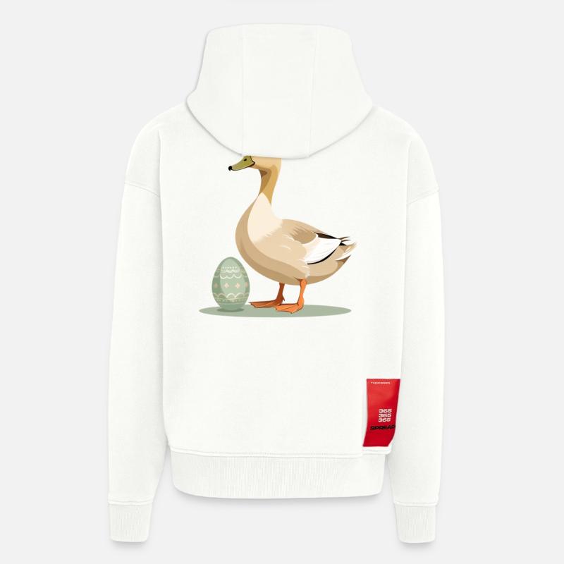 Spring duck with Easter egg - Zip Hoodie - made by SPREAD - OFF WHITE