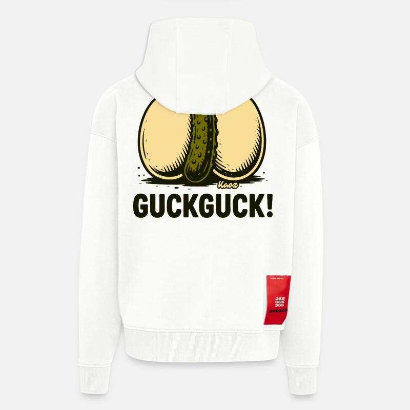 Two hard-boiled eggs with a cucumber - Zip Hoodie - made by SPREAD - OFF WHITE