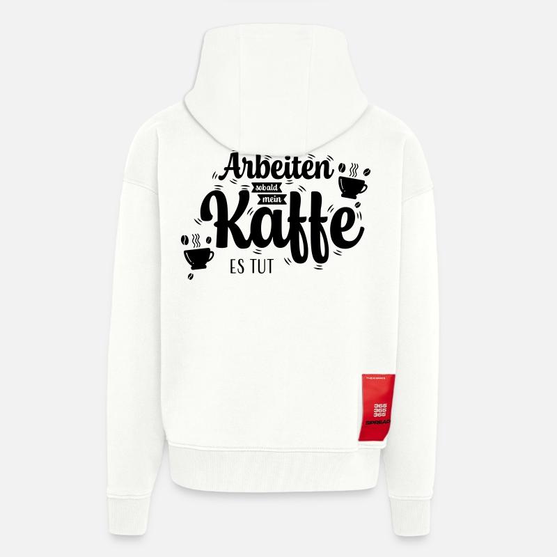 Kaffee_Spruch - Veste à capuche bio épaisse oversize fabriqué en UE - OFF WHITE