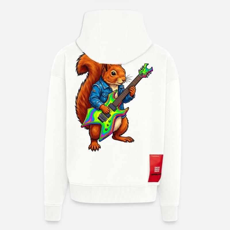 Eichhörnchen mit Jacke und E-Gitarre - Zip Hoodie - made by SPREAD - OFF WHITE