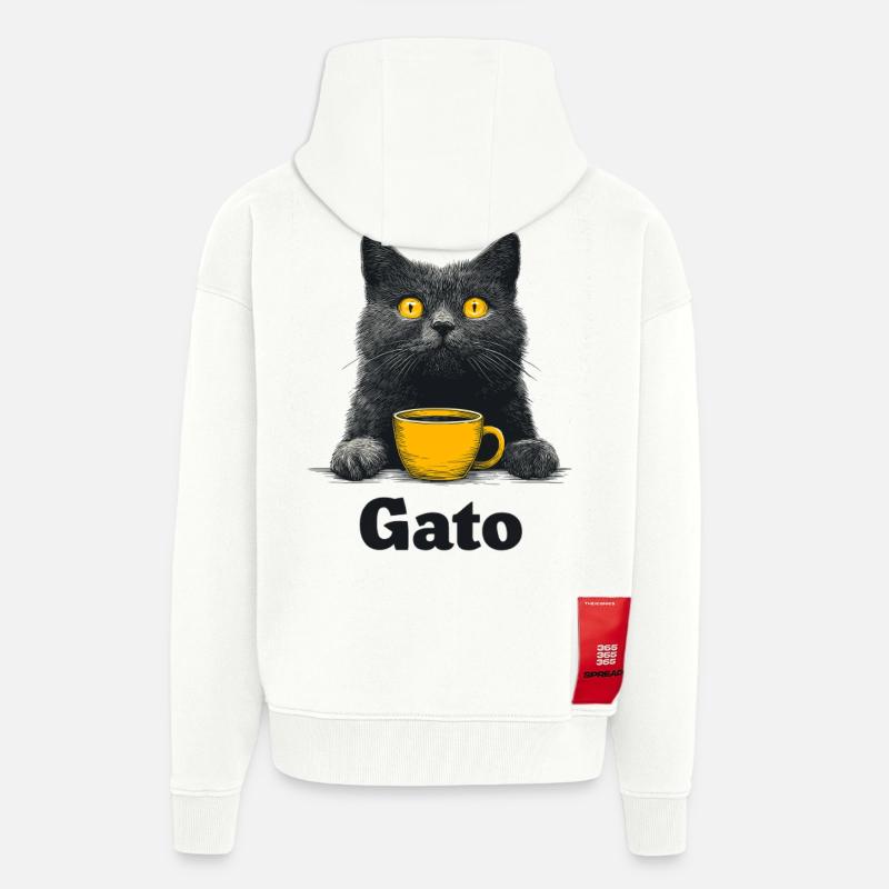 Gato Kaffee Blick Katze - Zip Hoodie - made by SPREAD - OFF WHITE