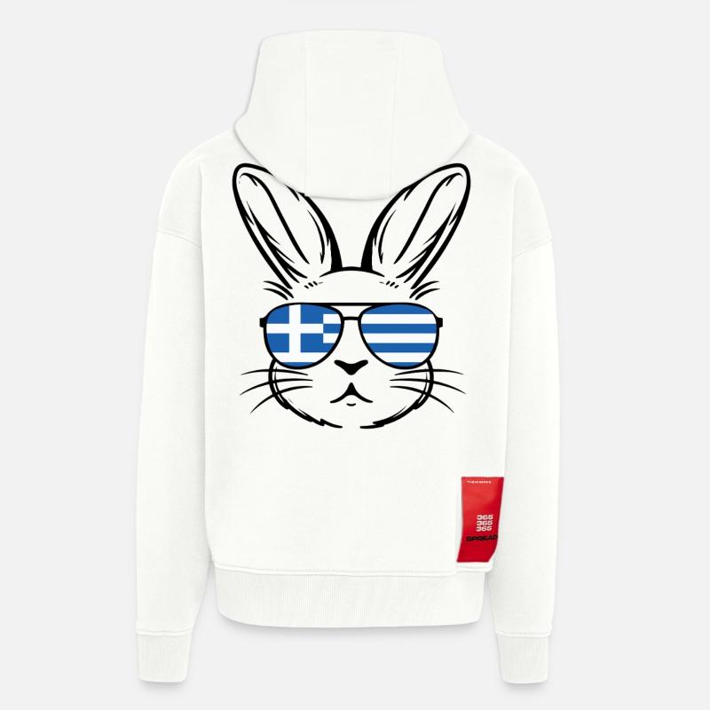 Greek Easter Greek Flag Easter Bunny - Zip Hoodie - made by SPREAD - OFF WHITE