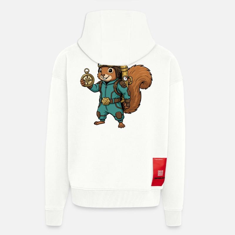 Squirrel Steampunk Aviator Jetpack-Kompass - Zip Hoodie - made by SPREAD - OFF WHITE