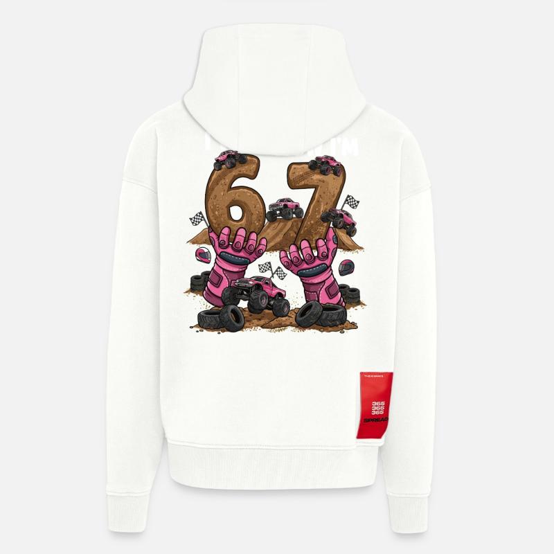 6 Jetzt 7 Monstertrucker Mädchen - Zip Hoodie - made by SPREAD - OFF WHITE