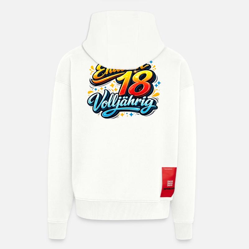Endlich 18 Volljährig Neon Script - Zip Hoodie - made by SPREAD - OFF WHITE