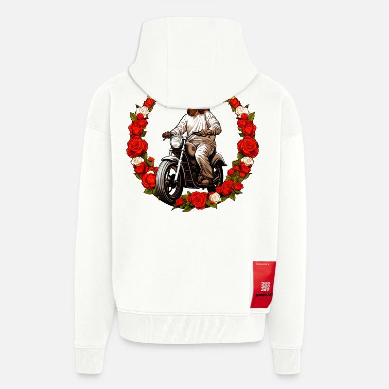 Jesus Motorrad - Zip Hoodie - made by SPREAD - OFF WHITE