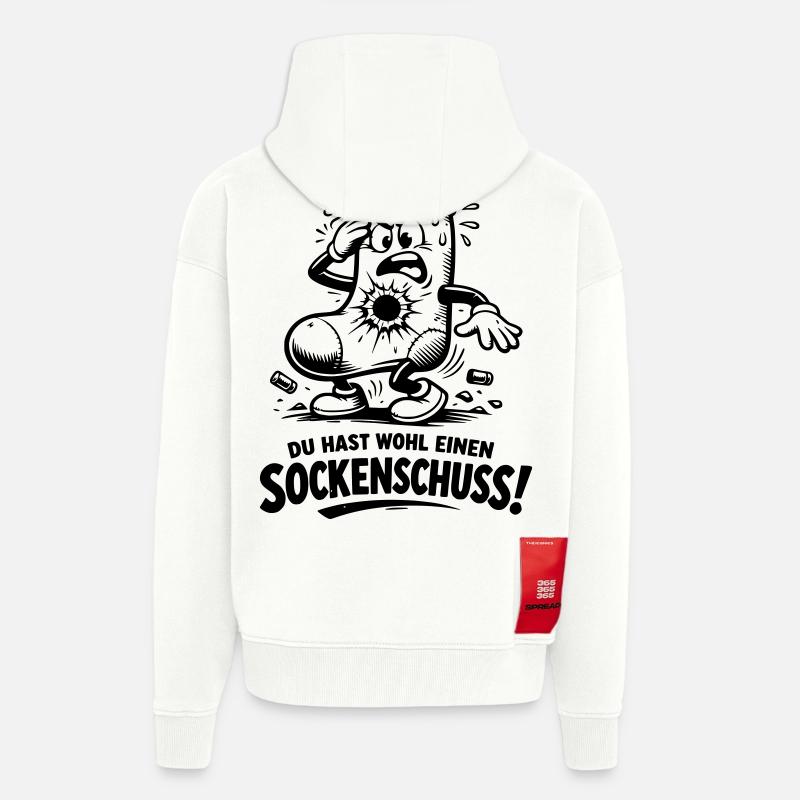 Sockenschuss Illustration mit Spruch - Zip Hoodie - made by SPREAD - OFF WHITE