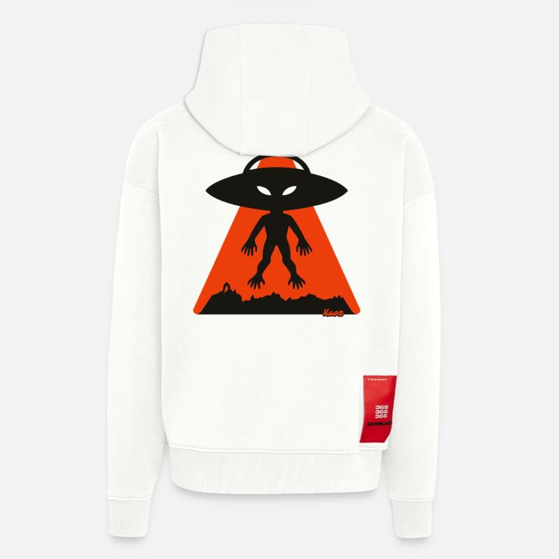 Alien Shadow Under Orange Triangle - Zip Hoodie - made by SPREAD - OFF WHITE