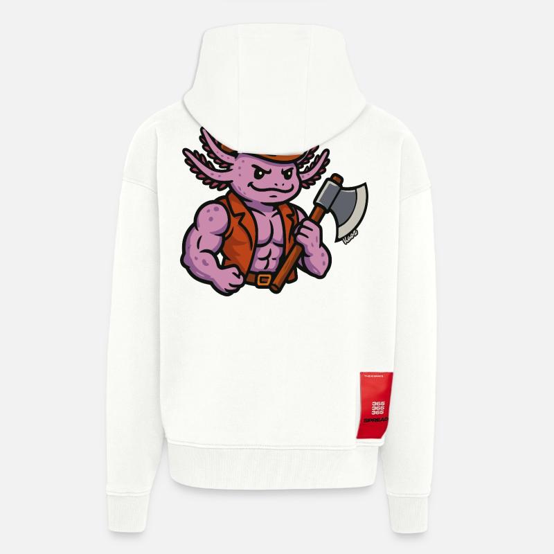 Goblinoïde Aoxolotl Bûcheron Guerrier - Veste à capuche bio épaisse oversize fabriqué en UE - OFF WHITE