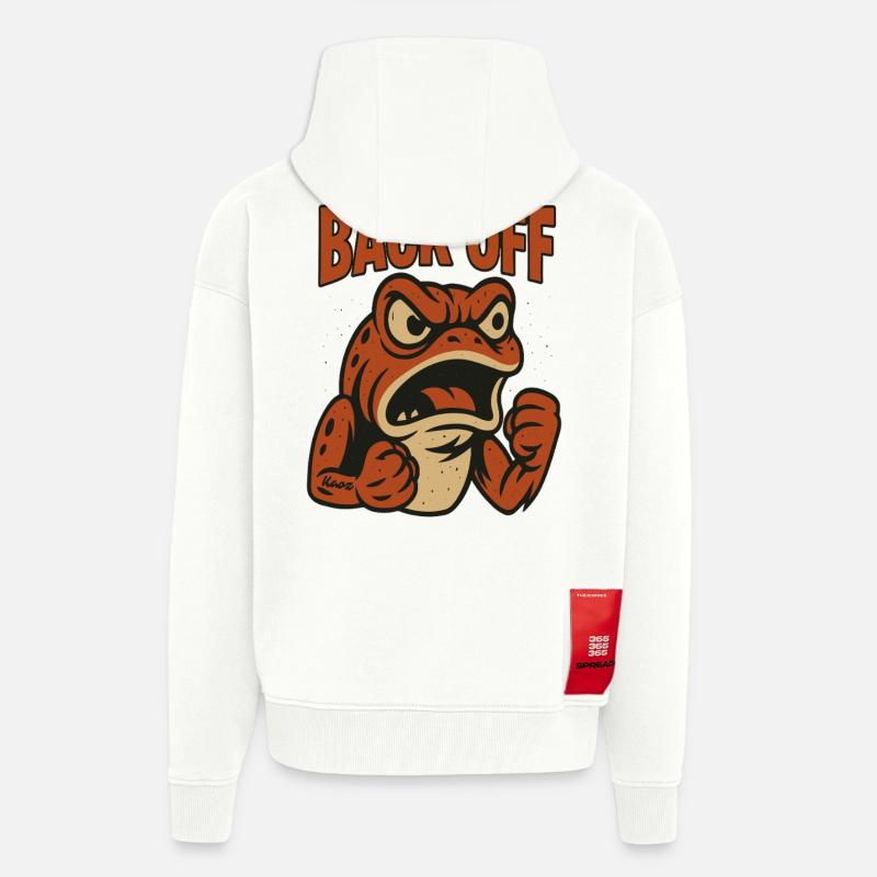 Back Off Angry Frog Patch - Zip Hoodie - made by SPREAD - OFF WHITE