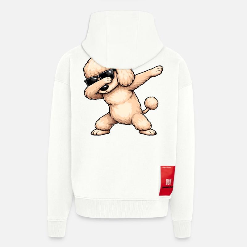 Caniche en train de dobber - Veste à capuche bio épaisse oversize fabriqué en UE - OFF WHITE
