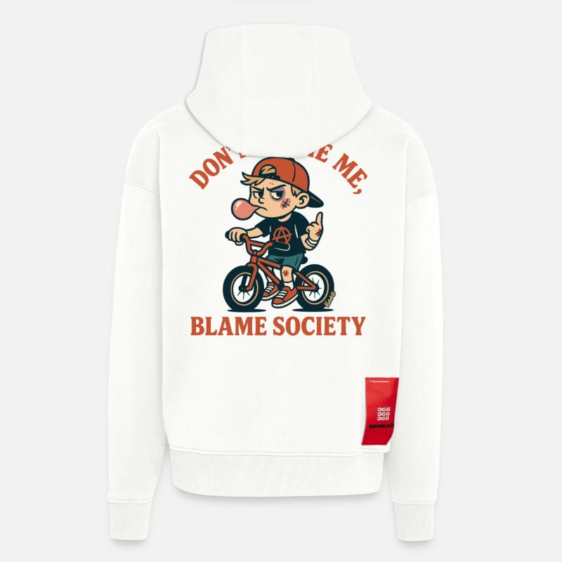 Ne blâme pas la société - Veste à capuche bio épaisse oversize fabriqué en UE - OFF WHITE