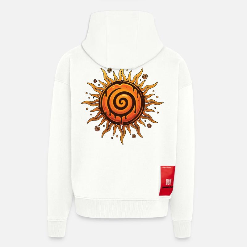 Litha Pagan Solstice d’été Midsommar - Veste à capuche bio épaisse oversize fabriqué en UE - OFF WHITE