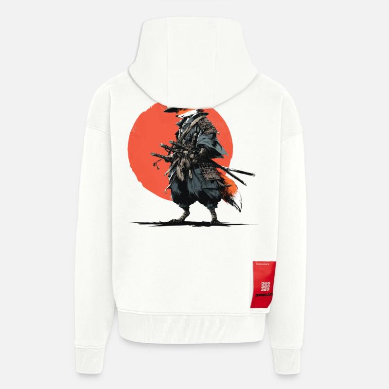 Fuchs-Samurai unter Ember Sun - Zip Hoodie - made by SPREAD - OFF WHITE