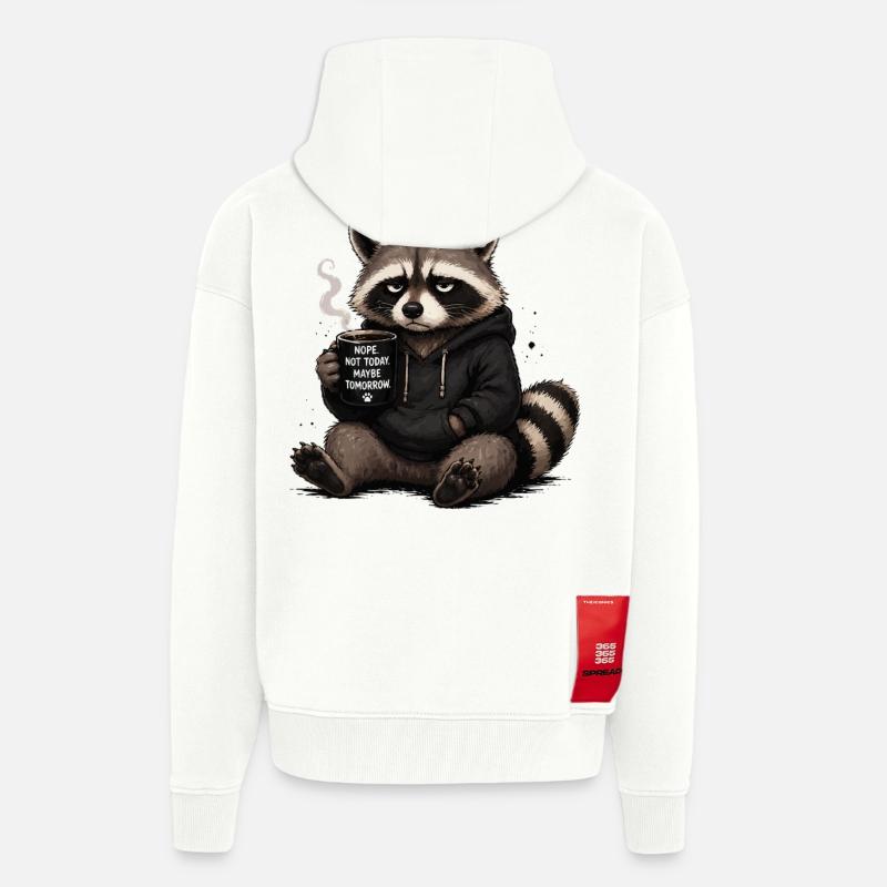 Thème du Sweat à Capuche Raccoon - Veste à capuche bio épaisse oversize fabriqué en UE - OFF WHITE