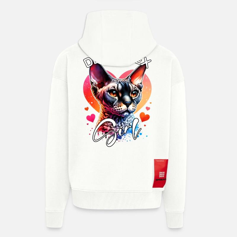 Devon Rex Mädchen Devon Rex - Zip Hoodie - made by SPREAD - OFF WHITE