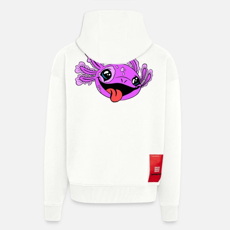 Axolotl coquin à la langue - Veste à capuche bio épaisse oversize fabriqué en UE - OFF WHITE