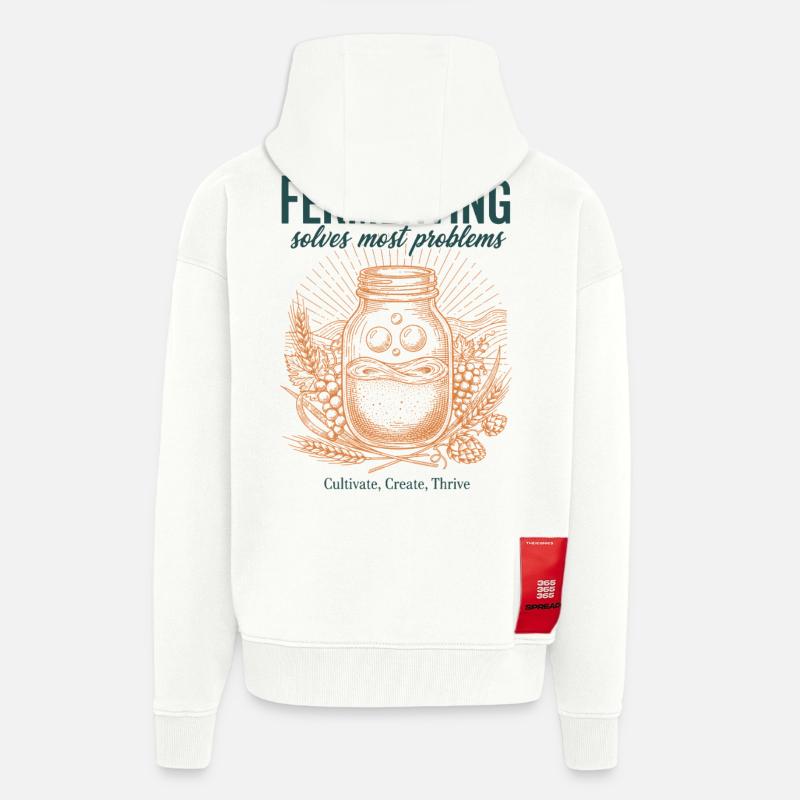 Fermenting Solves Most Problems Sourdough Era - Zip Hoodie - made by SPREAD - OFF WHITE