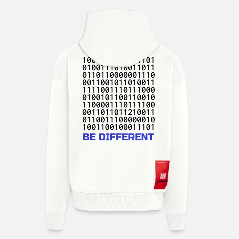 Be Different: Binäres Muster mit Botschaft - Zip Hoodie - made by SPREAD - OFF WHITE