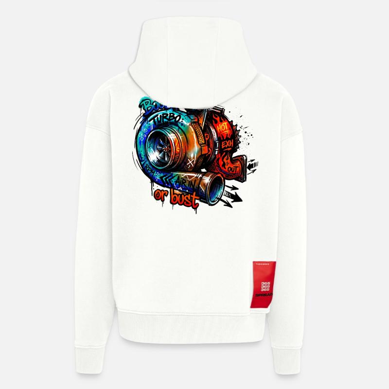 Turbo Boost ou Bust - Veste à capuche bio épaisse oversize fabriqué en UE - OFF WHITE