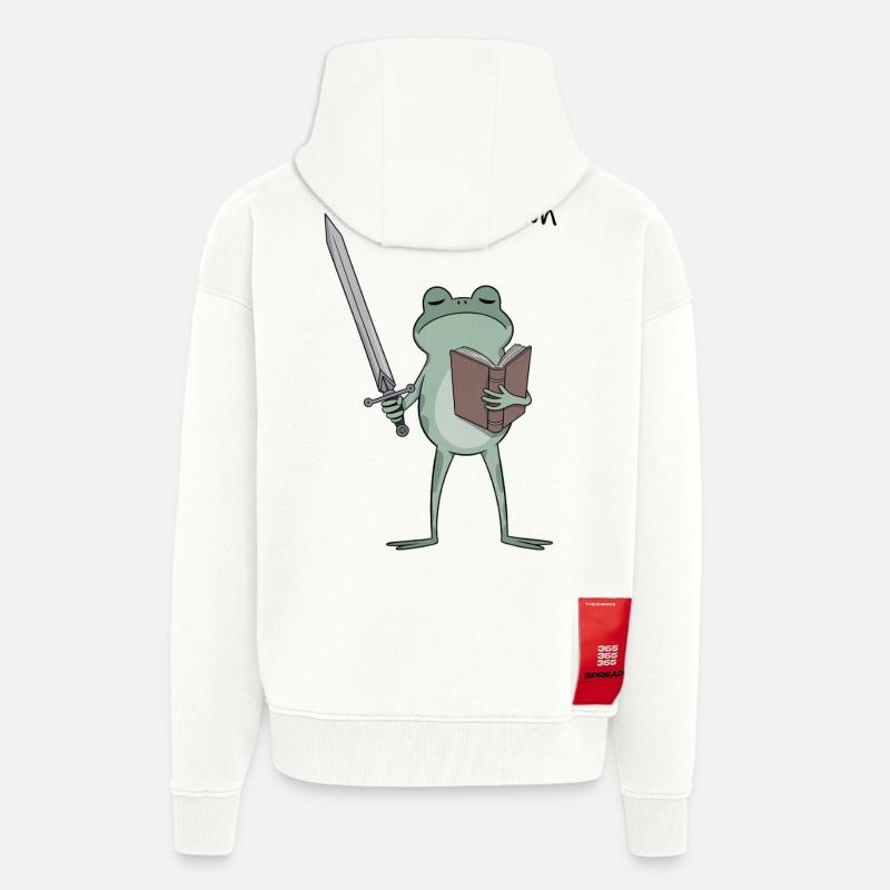 Le Chevalier Grenouille À l’Aube lit - Veste à capuche bio épaisse oversize fabriqué en UE - OFF WHITE