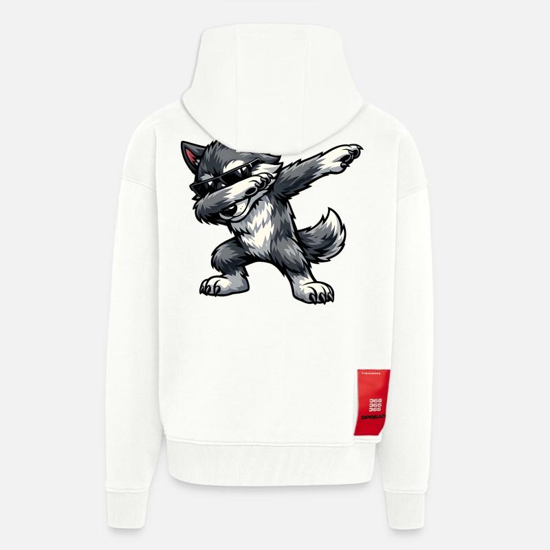 Dabbing Wolf - Zip Hoodie - made by SPREAD - OFF WHITE