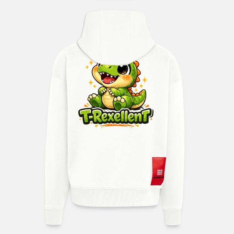 Mignon T-Rex T-Rexcellent Dino Jun - Veste à capuche bio épaisse oversize fabriqué en UE - OFF WHITE