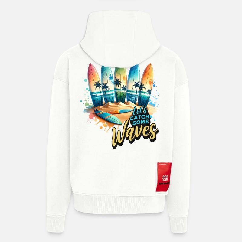 Let's Catch Some Waves - Zip Hoodie - made by SPREAD - OFF WHITE