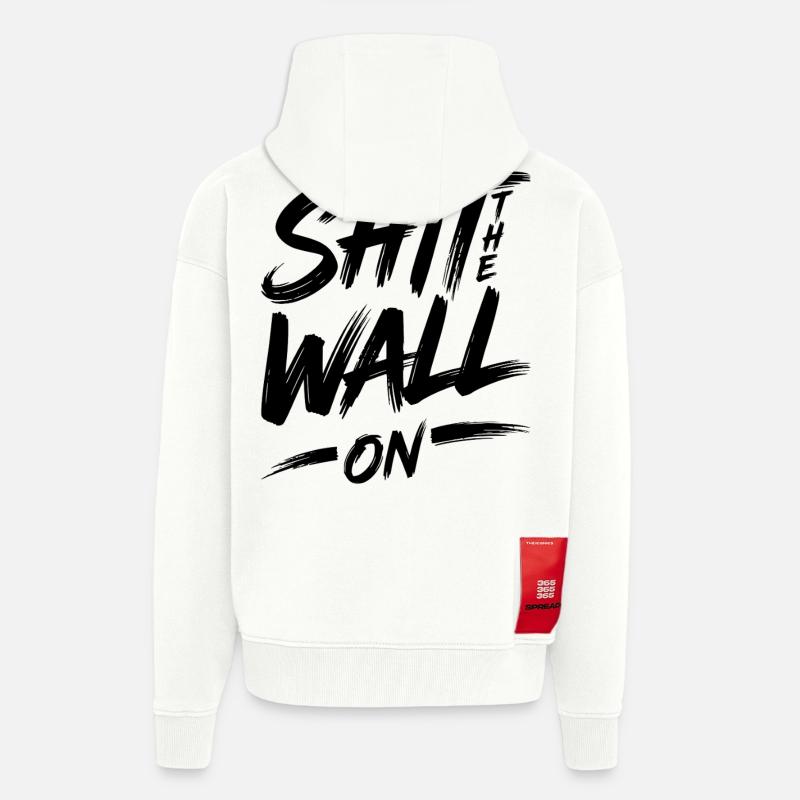 Arrête le mur - Veste à capuche bio épaisse oversize fabriqué en UE - OFF WHITE