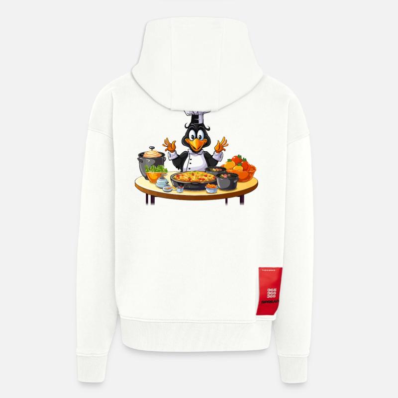 Kitchen Duck Chef Design - Veste à capuche bio épaisse oversize fabriqué en UE - OFF WHITE