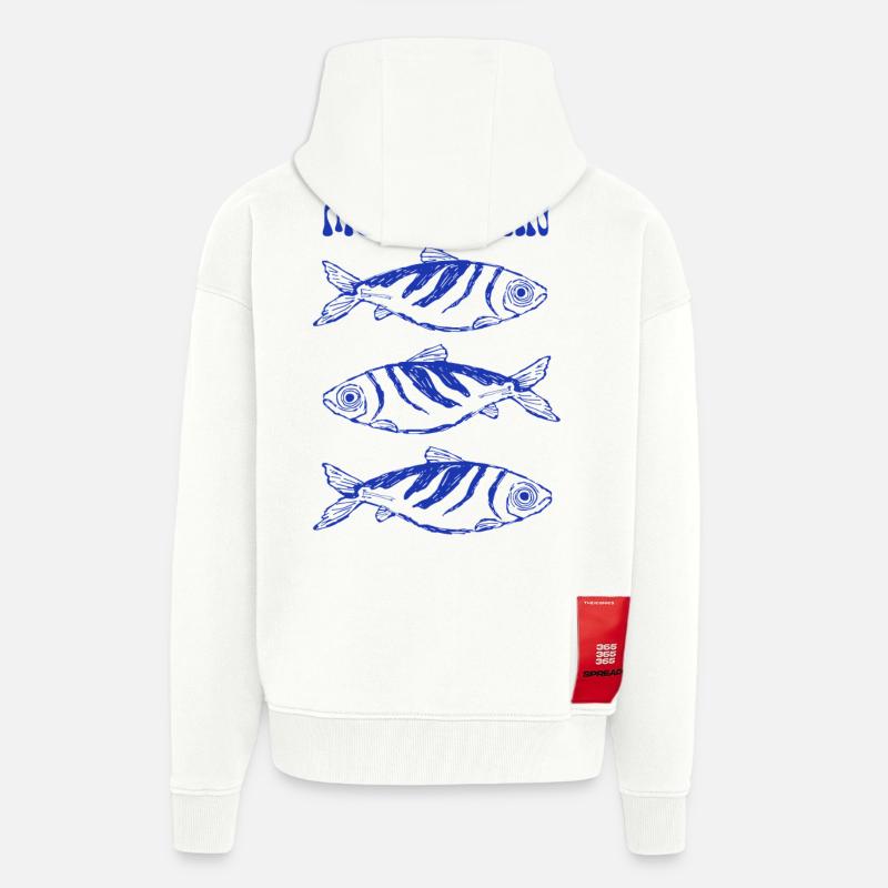 Sardines - Trilogie méditerranéenne - Veste à capuche bio épaisse oversize fabriqué en UE - OFF WHITE