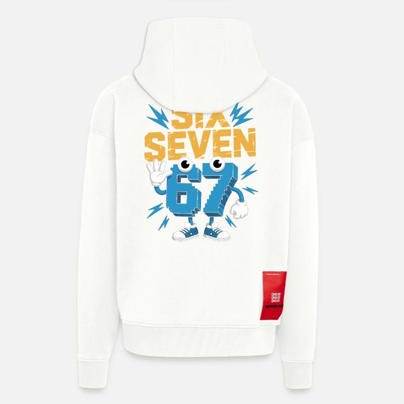 Zahlenheld 67 im Comicstil - Zip Hoodie - made by SPREAD - OFF WHITE