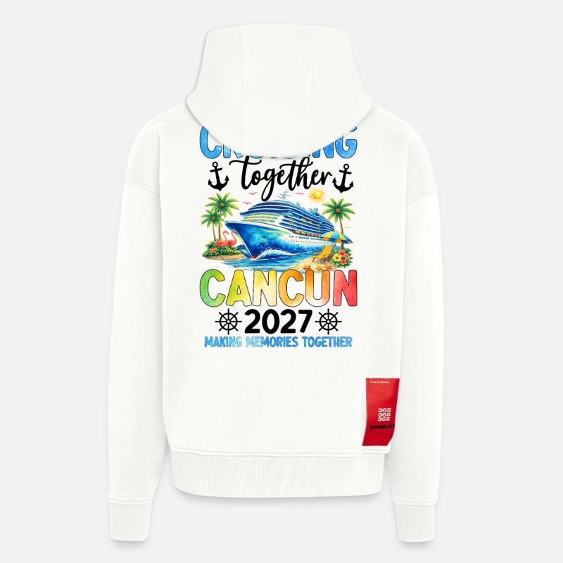 Croisière ensemble Cancún 2027 - Veste à capuche bio épaisse oversize fabriqué en UE - OFF WHITE