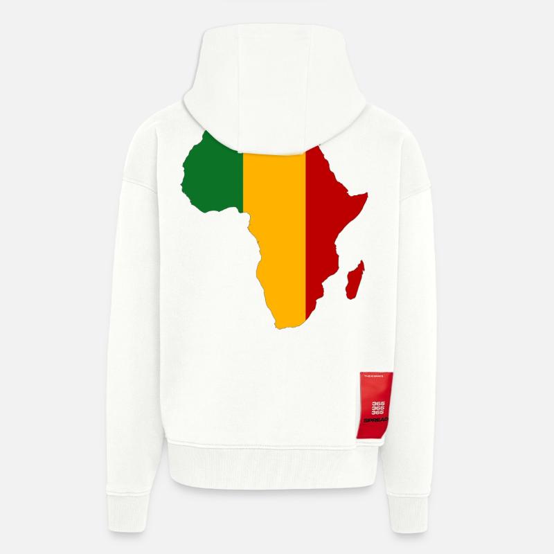 Mali Drapeau Afrique - Veste à capuche bio épaisse oversize fabriqué en UE - OFF WHITE