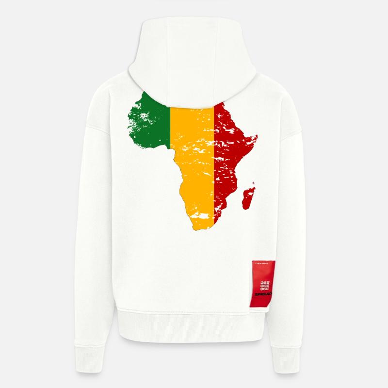 Drapeau du Mali Afrique utilisé - Veste à capuche bio épaisse oversize fabriqué en UE - OFF WHITE