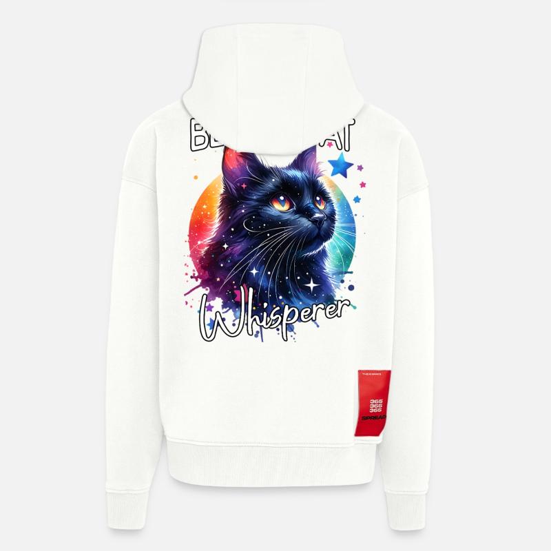 Le Murmureur du Chat Noir - Veste à capuche bio épaisse oversize fabriqué en UE - OFF WHITE