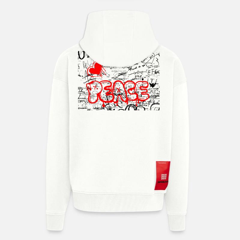 Frais Graffiti Heart Red - Veste à capuche bio épaisse oversize fabriqué en UE - OFF WHITE