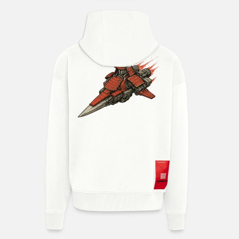 Vaisseau spatial samouraï - Veste à capuche bio épaisse oversize fabriqué en UE - OFF WHITE