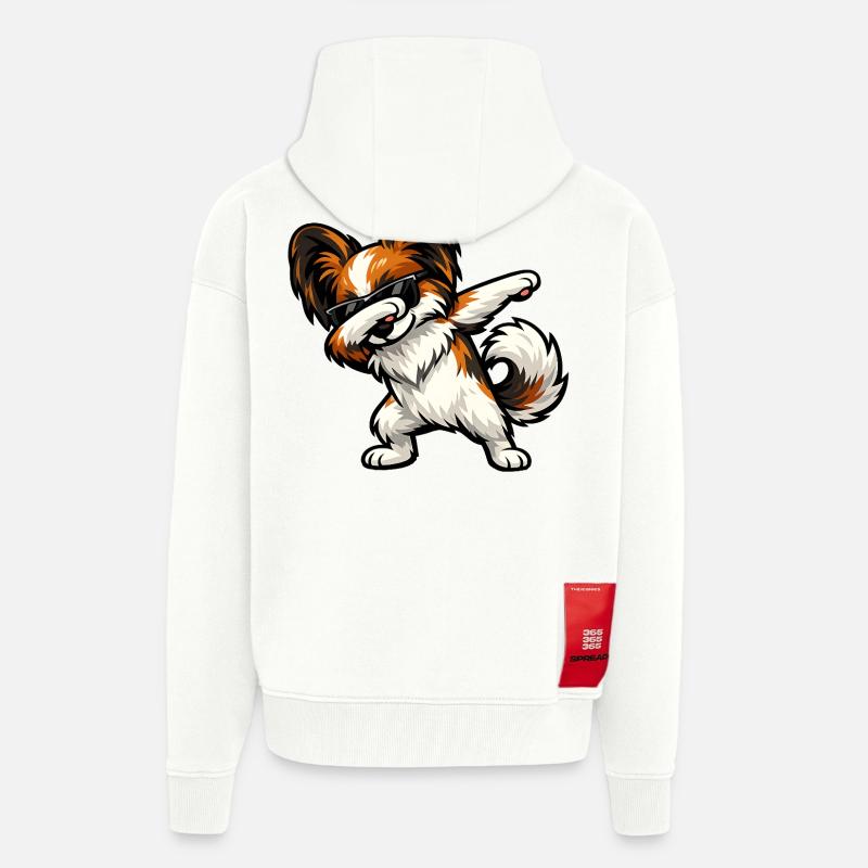 Chien Papillon - Veste à capuche bio épaisse oversize fabriqué en UE - OFF WHITE