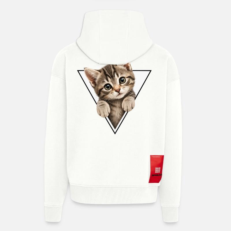 Kitten in the triangle - Zip Hoodie - made by SPREAD - OFF WHITE